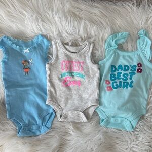 Set of 3 Newborn Girl Tank Top Onesies